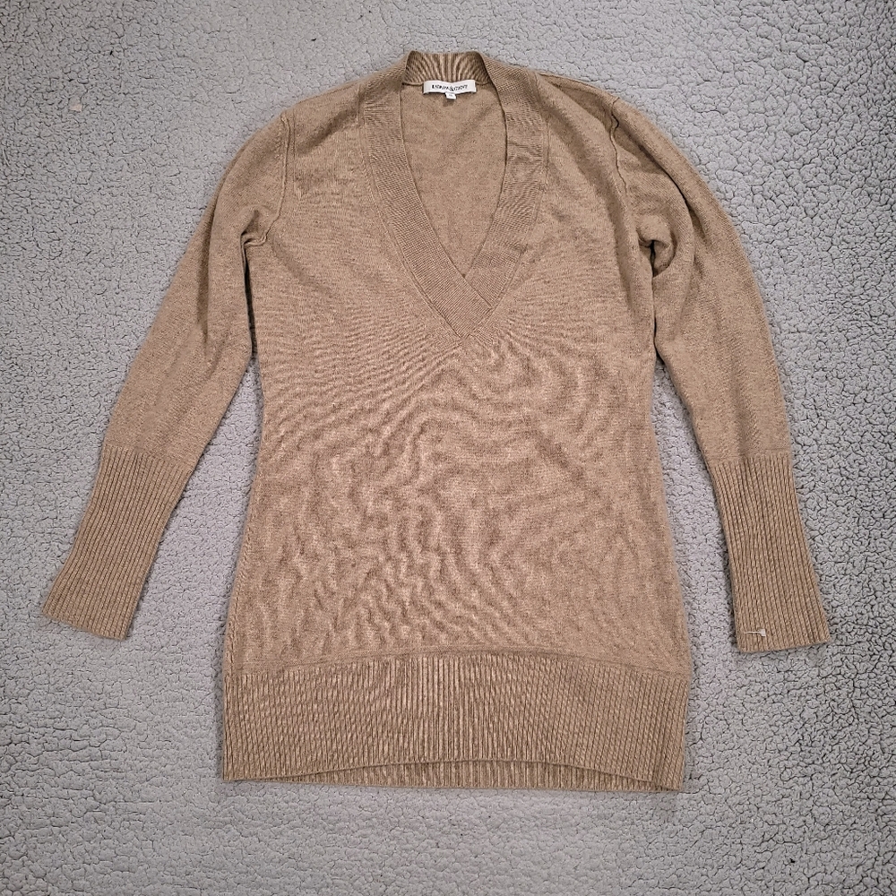 Barrow & Grove Sweater Womens Small S Tan Pure Cashmere Medium Wash V Neck